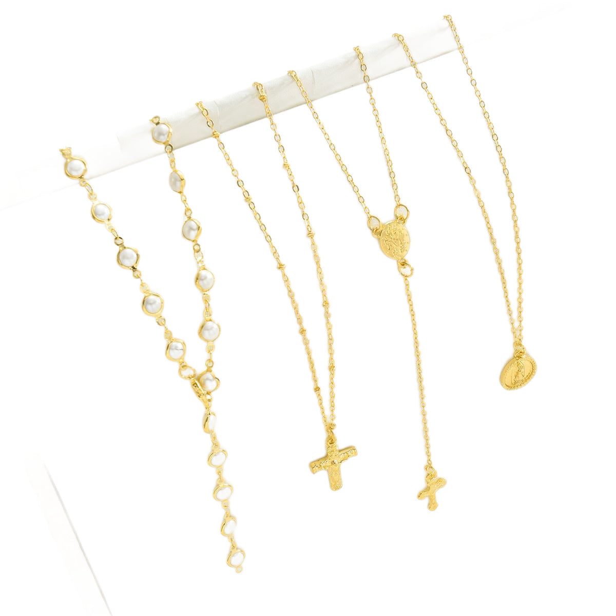 Damen Halsketten-Set mit eleganten Anhängern und Perlenakzenten Shop Nory