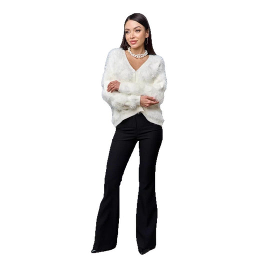 Damen Flauschige Strickjacke mit Knopfdetails Shop Nory