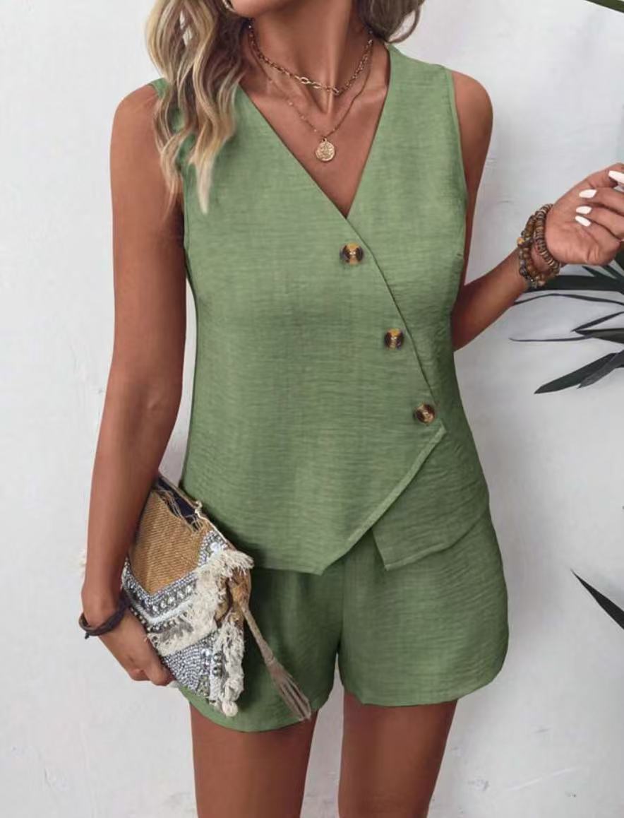 Damen eleganter Jumpsuit mit raffiniertem Wickeldesign