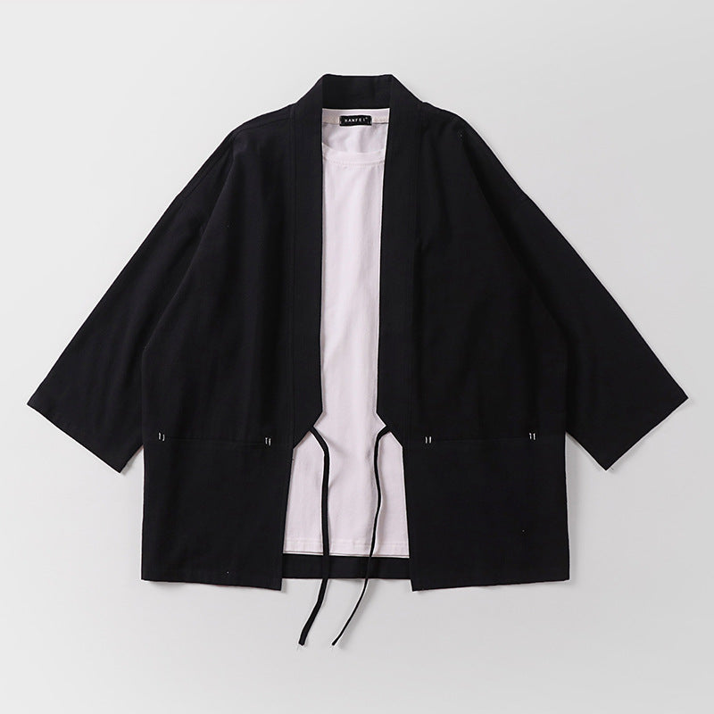 Unisex Kimono-Haori-Jacke mit Bindegürtel und dreiviertelärmeln Shop Nory
