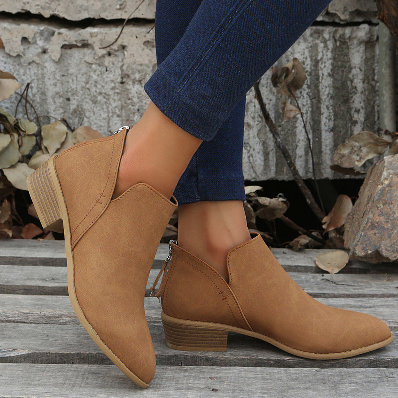 Damen elegante Stiefeletten mit modischem Reißverschluss und komfortablem Fußbett Shopnory