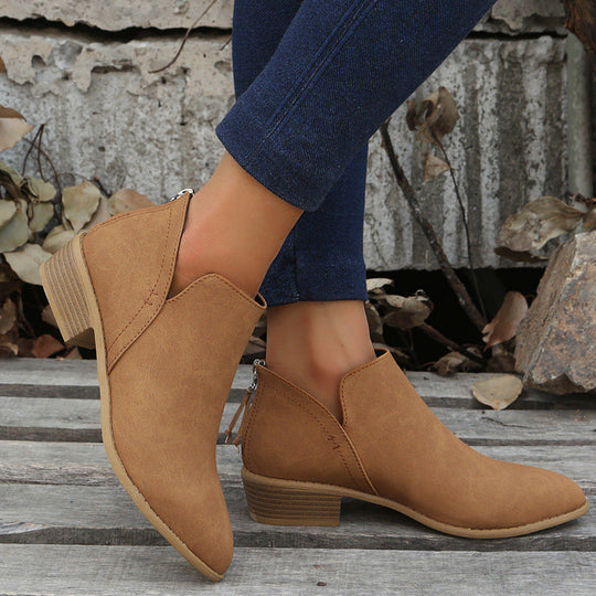 Damen elegante Stiefeletten mit modischem Reißverschluss und komfortablem Fußbett Shopnory