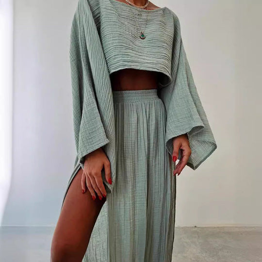 Damen Zweiteiliges Maxikleid mit Off-Shoulder-Design und Schlitz