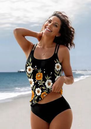 Damen Sportliches Tankini-Set mit bequemem Shorts und verstellbaren Trägern Shopnory