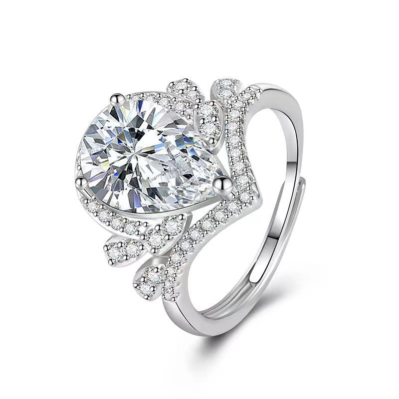 Damen eleganter Tropfenring mit funkelndem Zirkonia-Besatz Shop Nory
