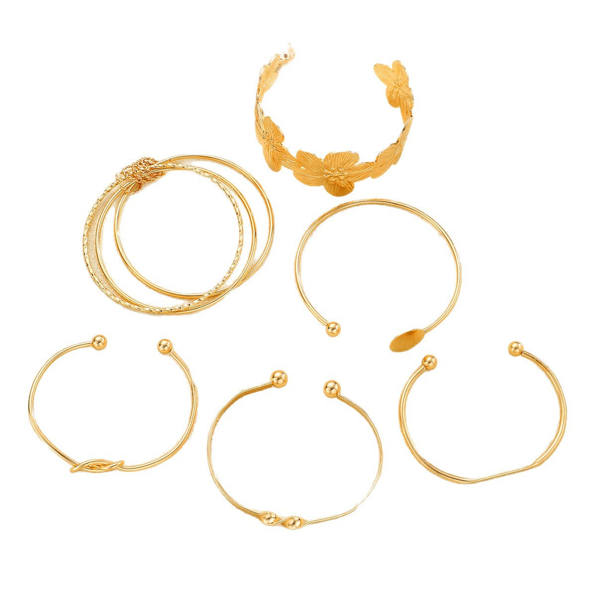 Damen Armreifen-Set mit floralen und minimalistischen Designs Shop Nory