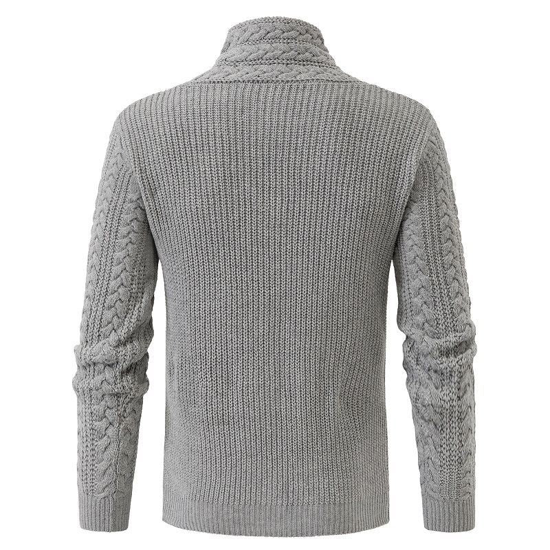 Herren Strukturiertes Zopfmuster-Mockneck-Pullover mit asymmetrischer Riegelverzierung Shop Nory