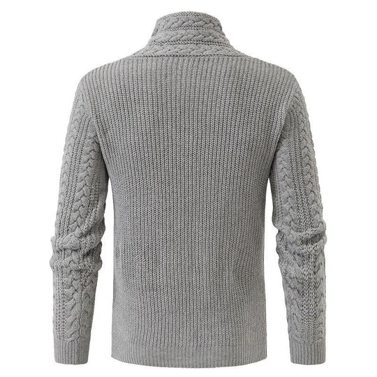 Herren Strukturiertes Zopfmuster-Mockneck-Pullover mit asymmetrischer Riegelverzierung Shop Nory