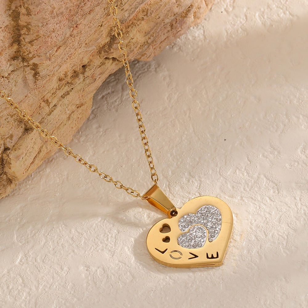 Damen Halskette mit herzförmigem Anhänger und funkelnden Zirkonia Shop Nory