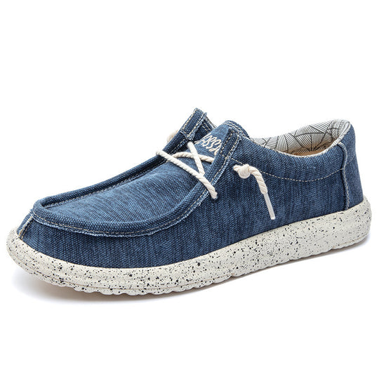 Herren Legerer Canvas-Mokassin-Slipper mit geflochtener Schnürung und gefleckter EVA-Sohle Shopy Nory