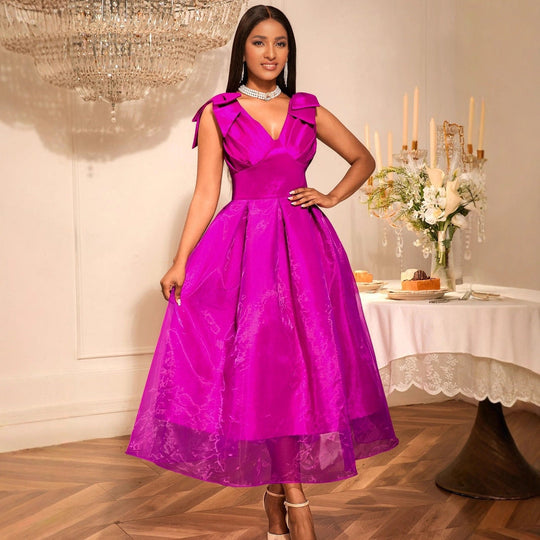 Damen Elegantes Abendkleid mit voluminösen Schleifenärmeln
