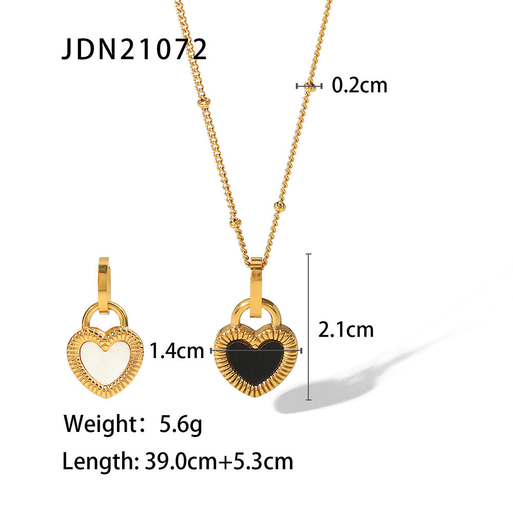 Damen Halskette mit doppeltem Herzanhänger und verstellbarem Gliederdesign Shop Nory