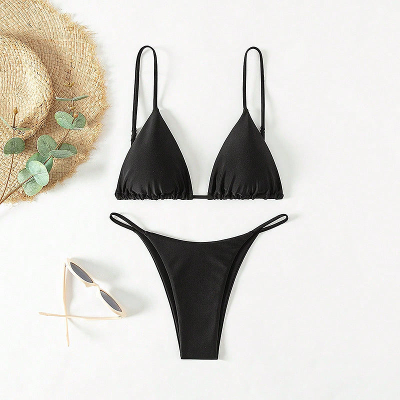 Damen trendiger Bikini mit Triangle-Oberteil und minimalistischem Unterteil Shopnory