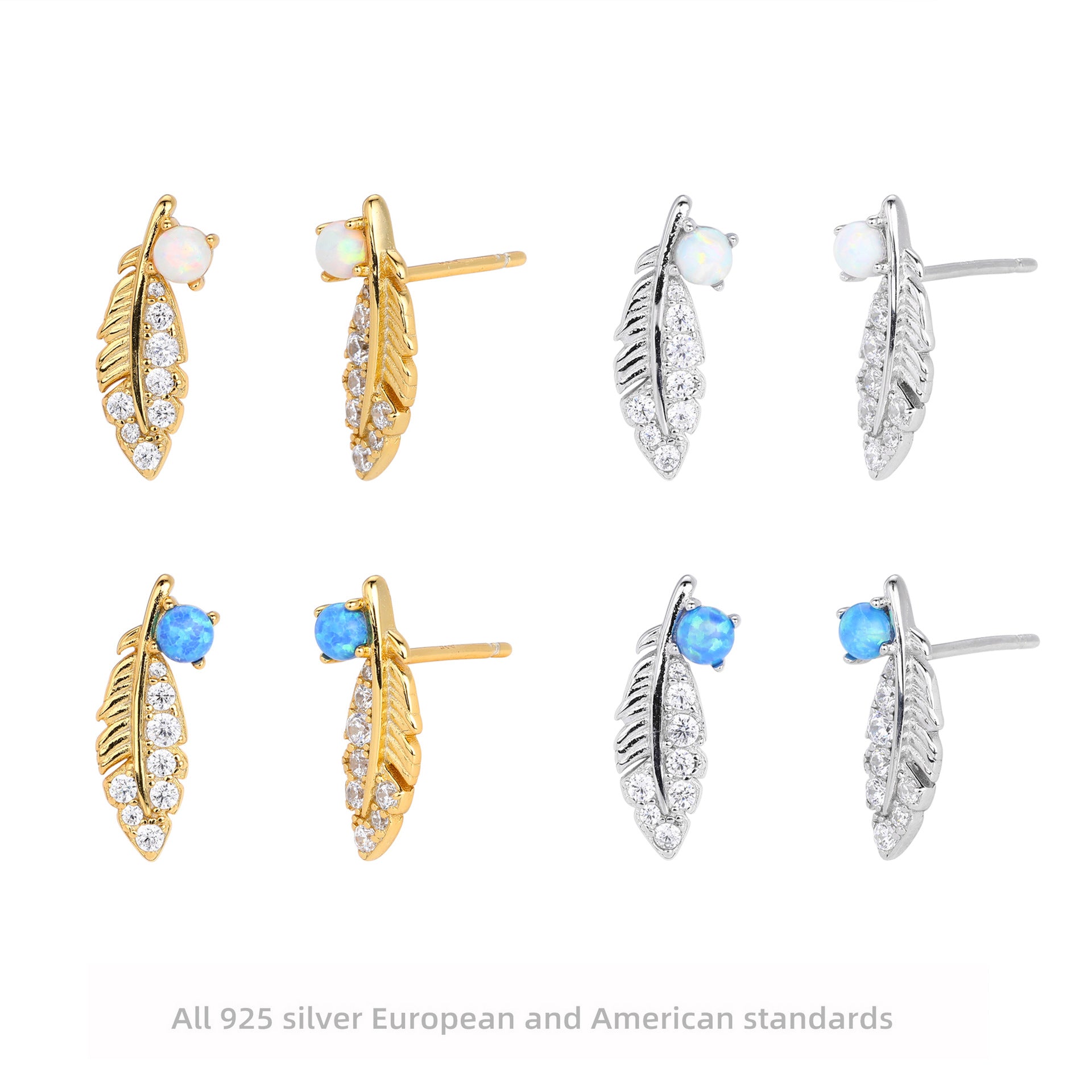 Damen Ohrstecker mit feinem Blattdesign und Zirkonbesatz Shop Nory