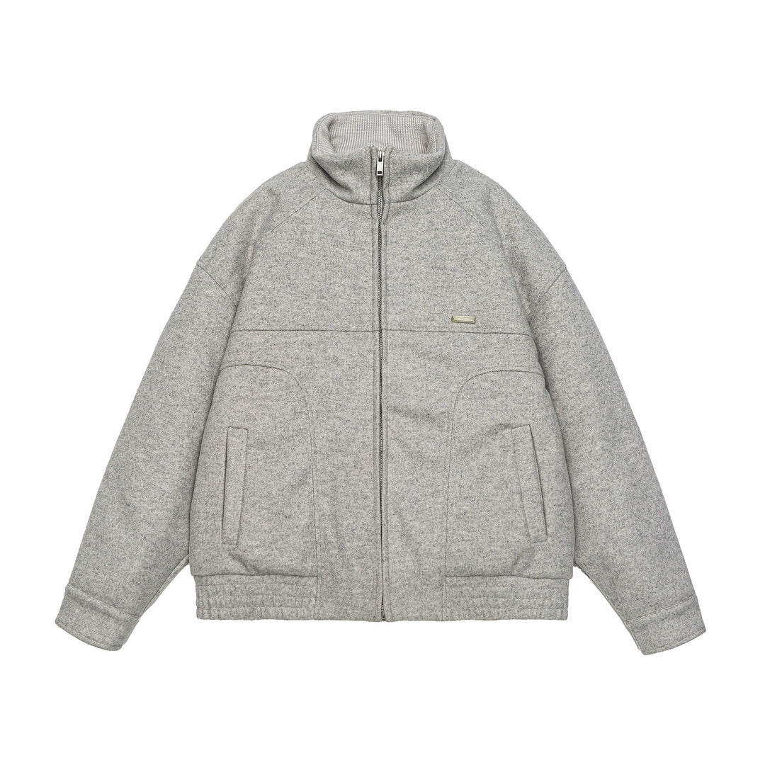 Herren Kurz geschnittene Boxy-Wollfleece-Jacke mit hohem Stehkragen und durchgehendem Reißverschluss Shop Nory