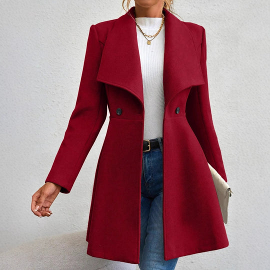 Damen Elegante Doppelreihige Wolljacke