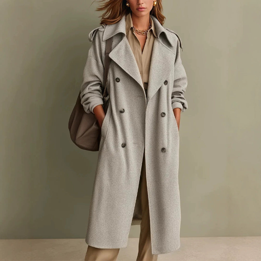 Damen Oversized Doppelreihiger Wollmantel mit weitem Revers Shop Nory