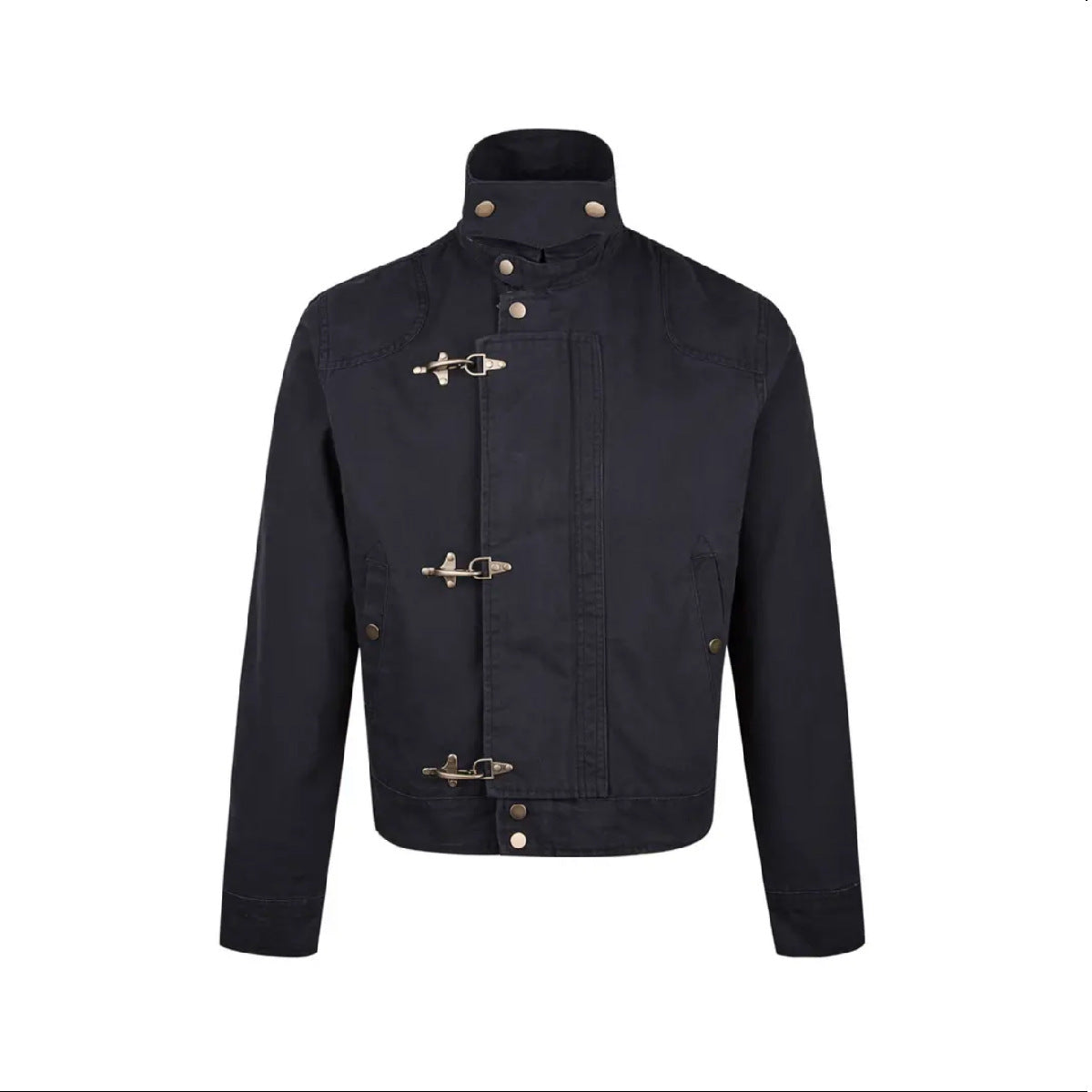 Herren modische Kurzjacke mit innovativen Schnallen und praktischem hochgeschlossenem Kragen