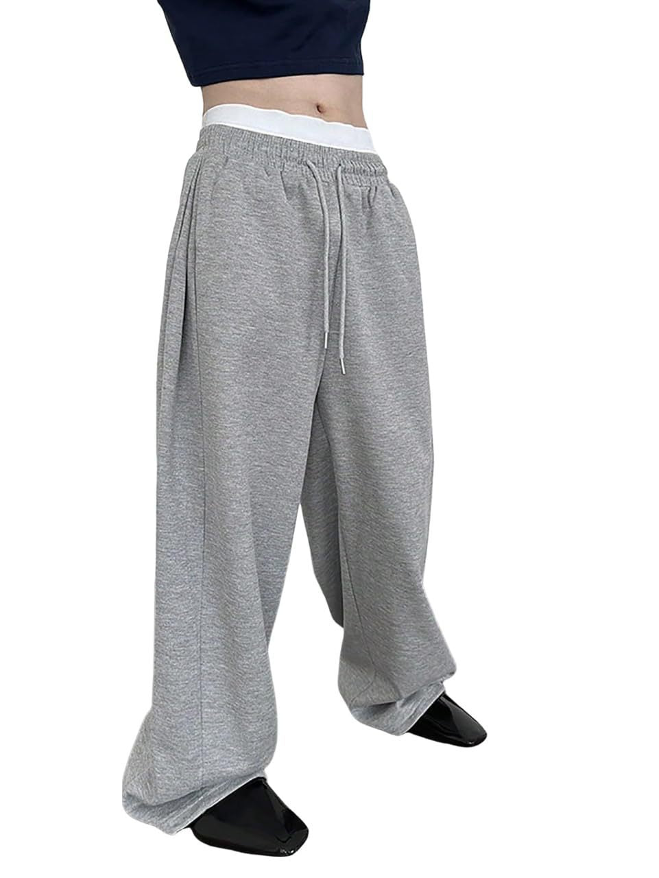 Unisex weite Sweatpants mit elastischem Bund, breitem Bein, Kordelzug und verdeckten Seitentaschen Shop Nory