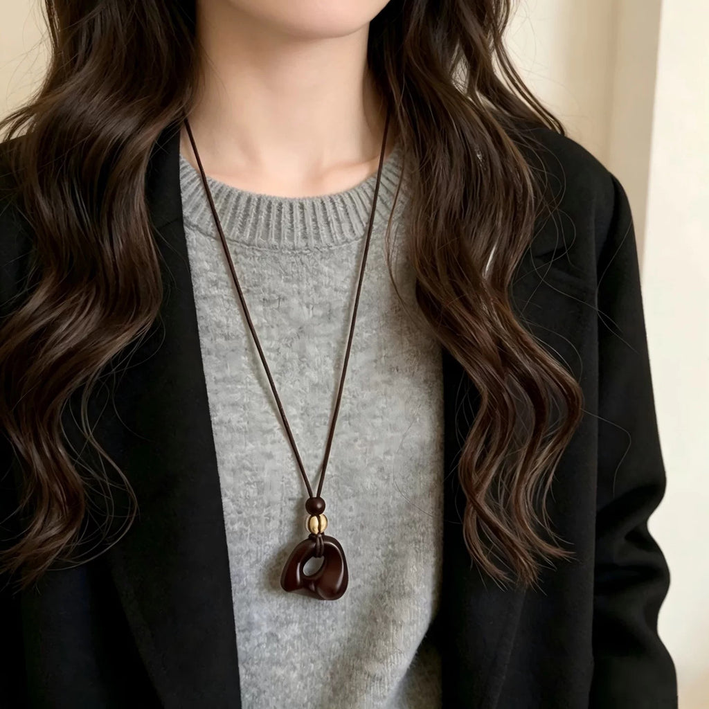 Damen Handgefertigte Holz-Halskette mit einzigartigem Pendelanhänger Shop Nory