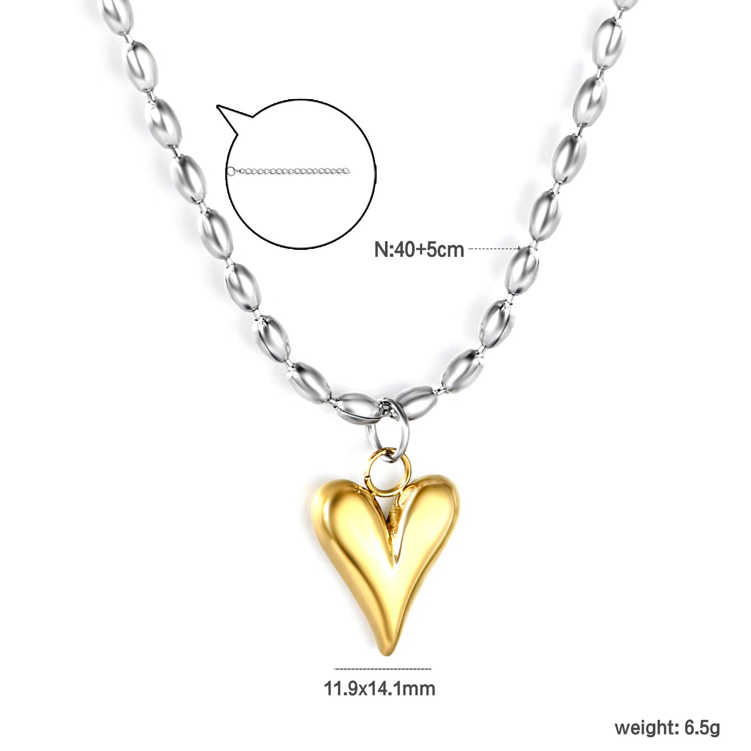 Damen Halskette mit hochwertigem Herzen-Anhänger und elegantem Kettendesign Shop Nory