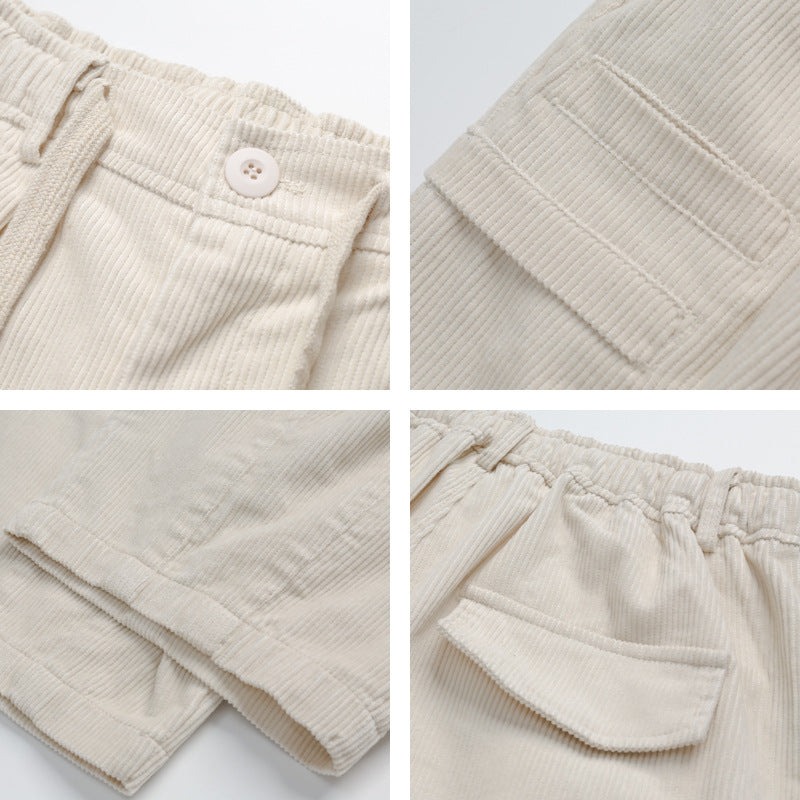 Damen Weite hochtaillierte Cordhose im Culotte‑Schnitt mit Tunnelzug und aufgesetzten Taschen Shop Nory