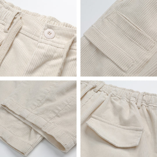 Damen Weite hochtaillierte Cordhose im Culotte‑Schnitt mit Tunnelzug und aufgesetzten Taschen Shop Nory