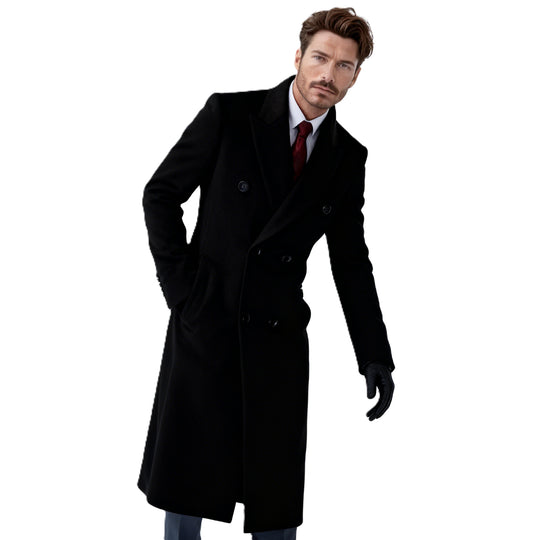 Herren Doppelreihiger City Mantel aus Wollmix mit taillierter Silhouette Shop Nory