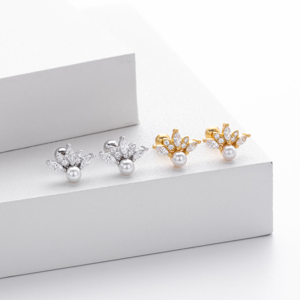 Damen Ohrstecker mit luxuriösem Zirkonbesatz und verspieltem Blumendesign Shop Nory