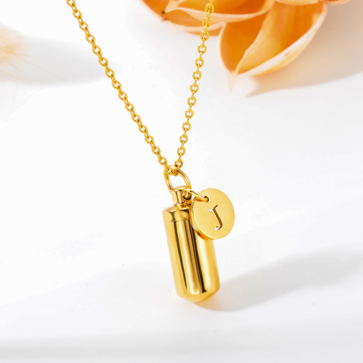Damen personalisierte Kapsel-Halskette aus Edelstahl Shop Nory