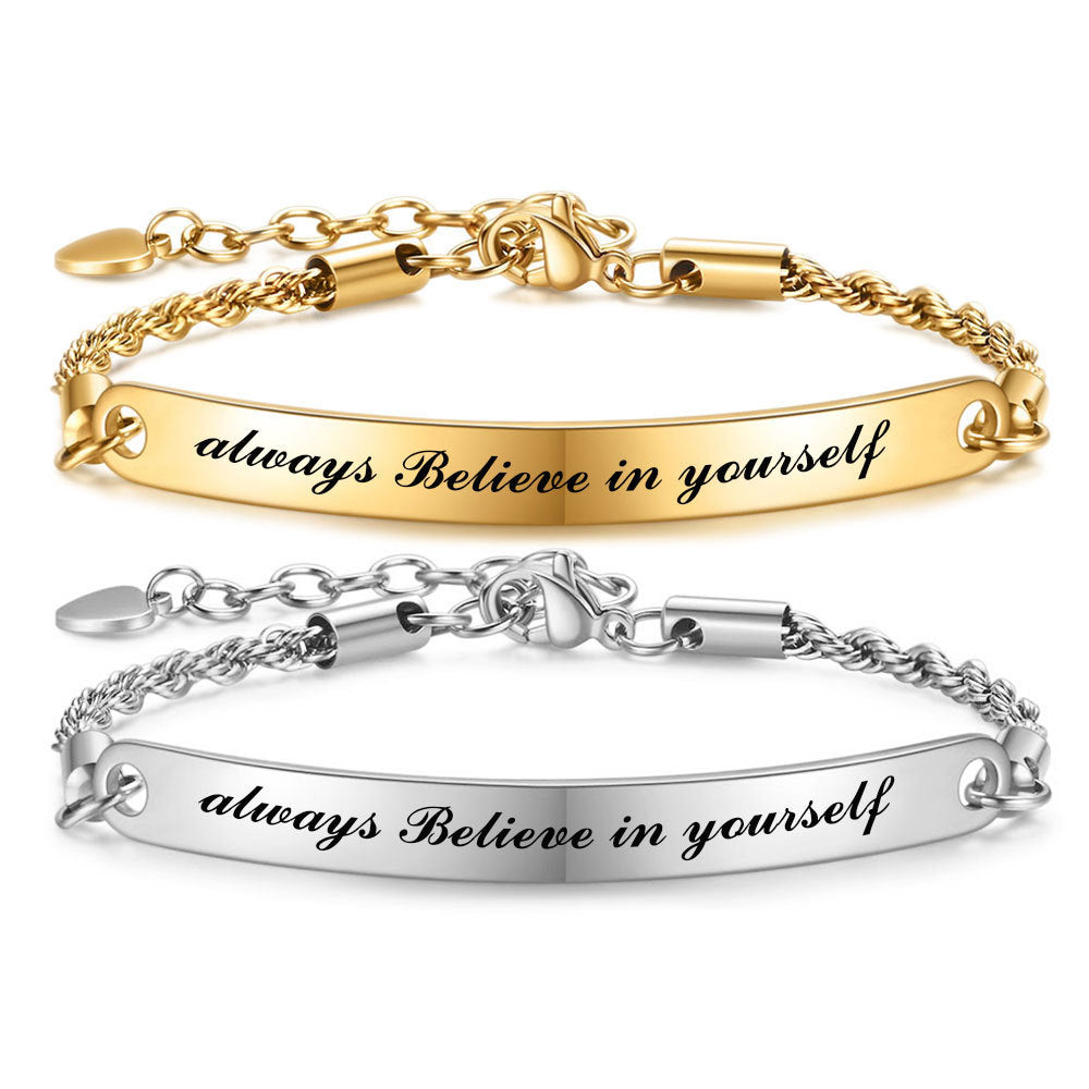 Damen Armband mit gravierbarem Motiv und eleganter Gliederkette Shop Nory