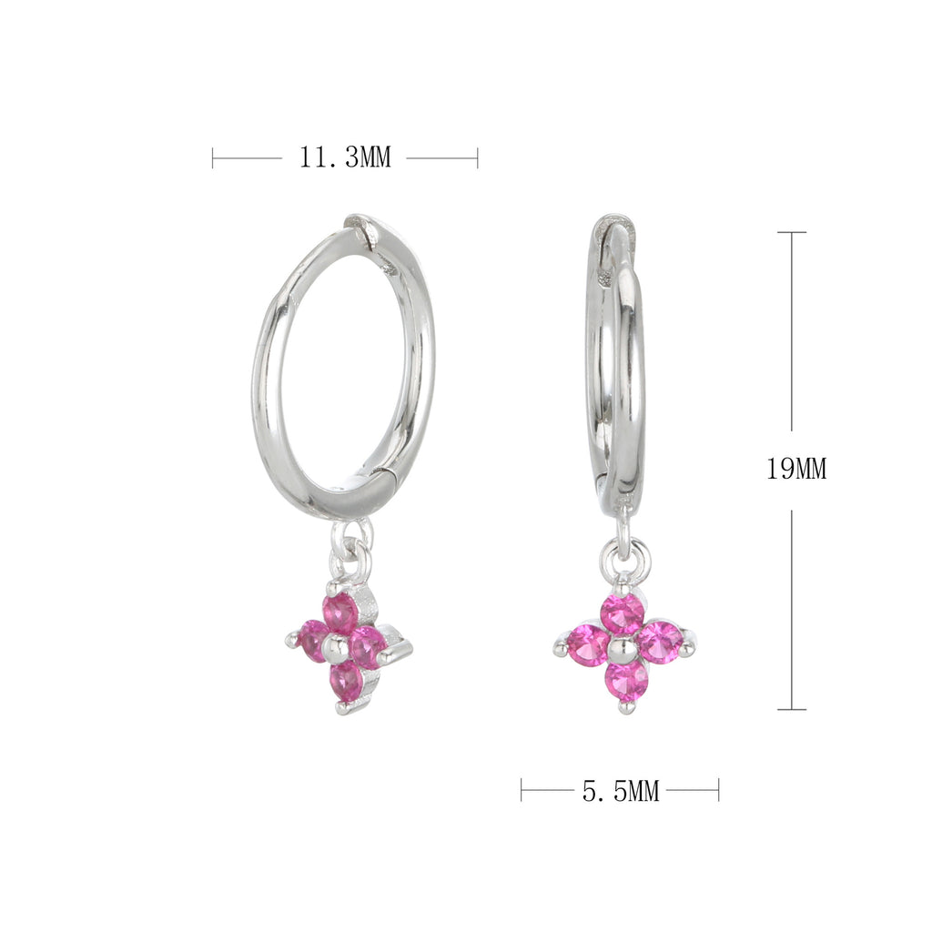 Damen Creolenohrringe mit blütenförmigen Anhängern und hochwertigem Zirkonbesatz Shop Nory