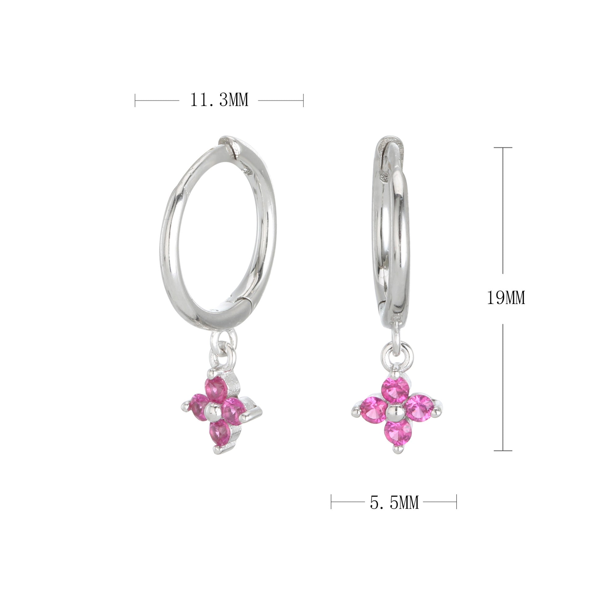 Damen Creolenohrringe mit blütenförmigen Anhängern und hochwertigem Zirkonbesatz Shop Nory