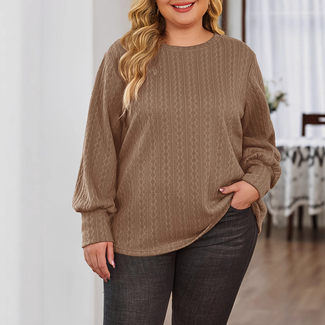 Damen Texturierter Oversize-Strickpullover mit Rundhalsausschnitt und Ballonärmeln Shop Nory