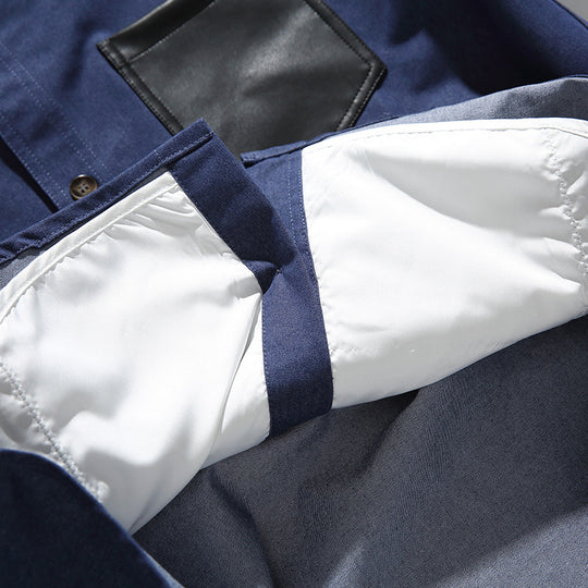 Herren Overshirt-Jacke im Worker‑Look mit kontrastierender Lederoptik‑Brusttasche Shop Nory
