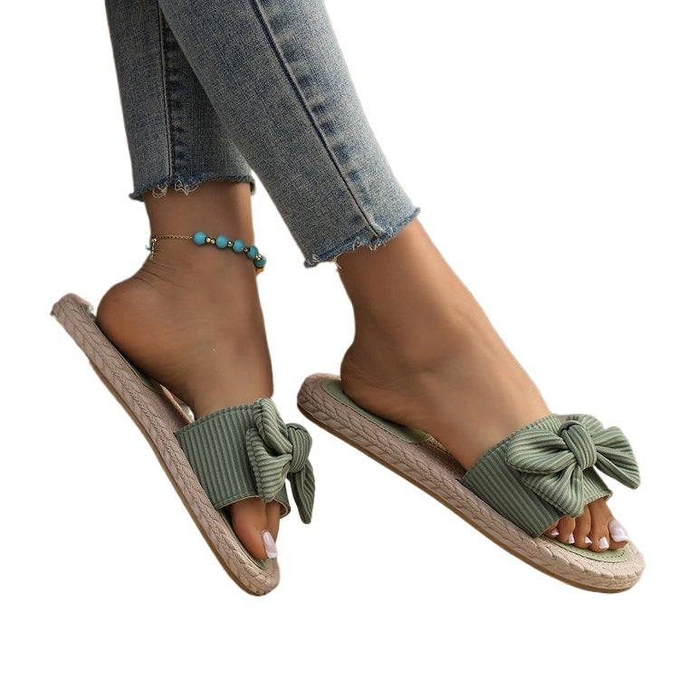 Damen modische Espadrilles mit dekorativem Schleifen-Detail