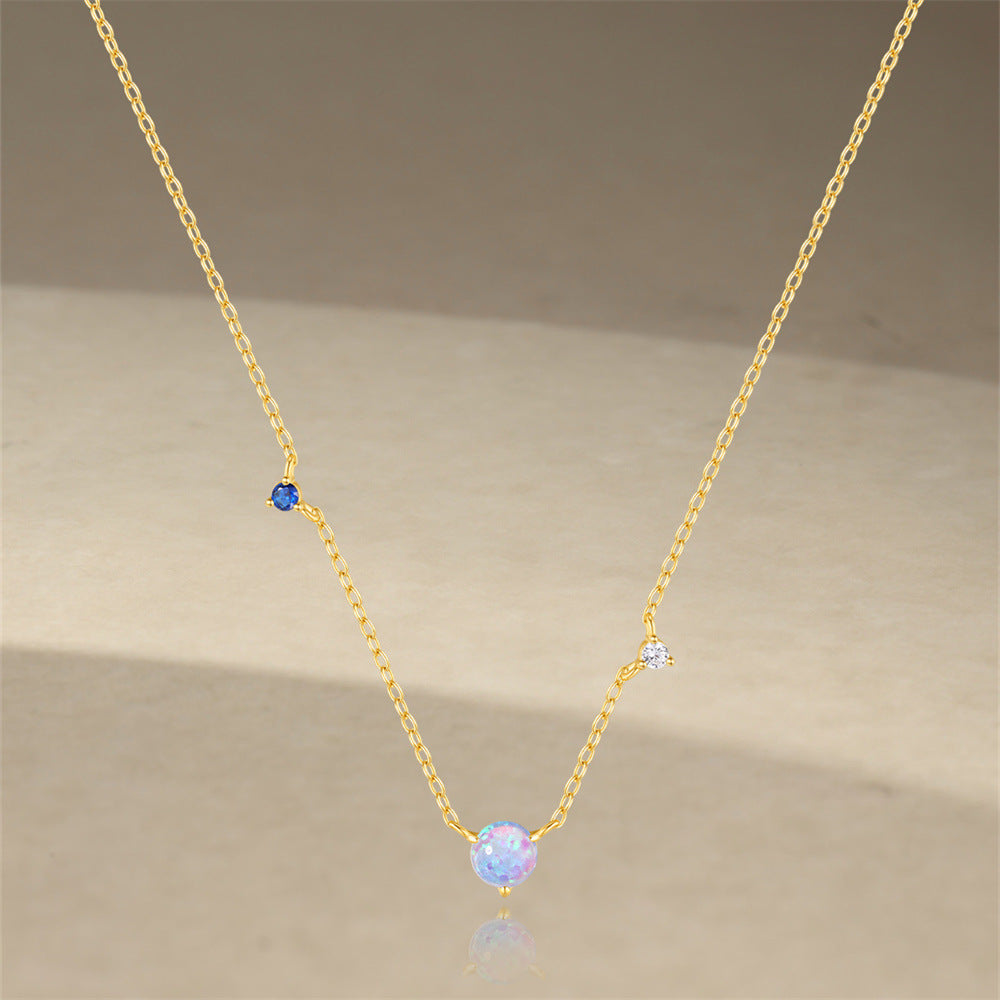 925 Sterling Silber Opal Zirkon Kabelkette Beschichtung Geometrische Halskette | Shop Nory