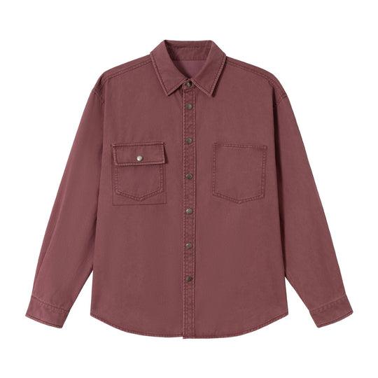 Damen Oversize Hemdjacke im Shacket‑Stil aus gewaschenem Baumwolltwill mit Druckknopfverschluss Shop Nory