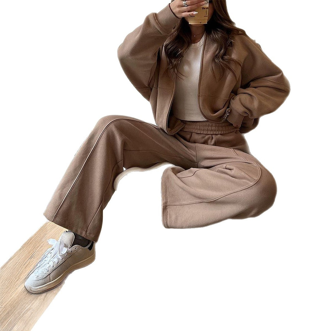 Damen nan Oversize-Zipjacke und hochgeschnittene Palazzohose aus weichem French-Terry Shop Nory