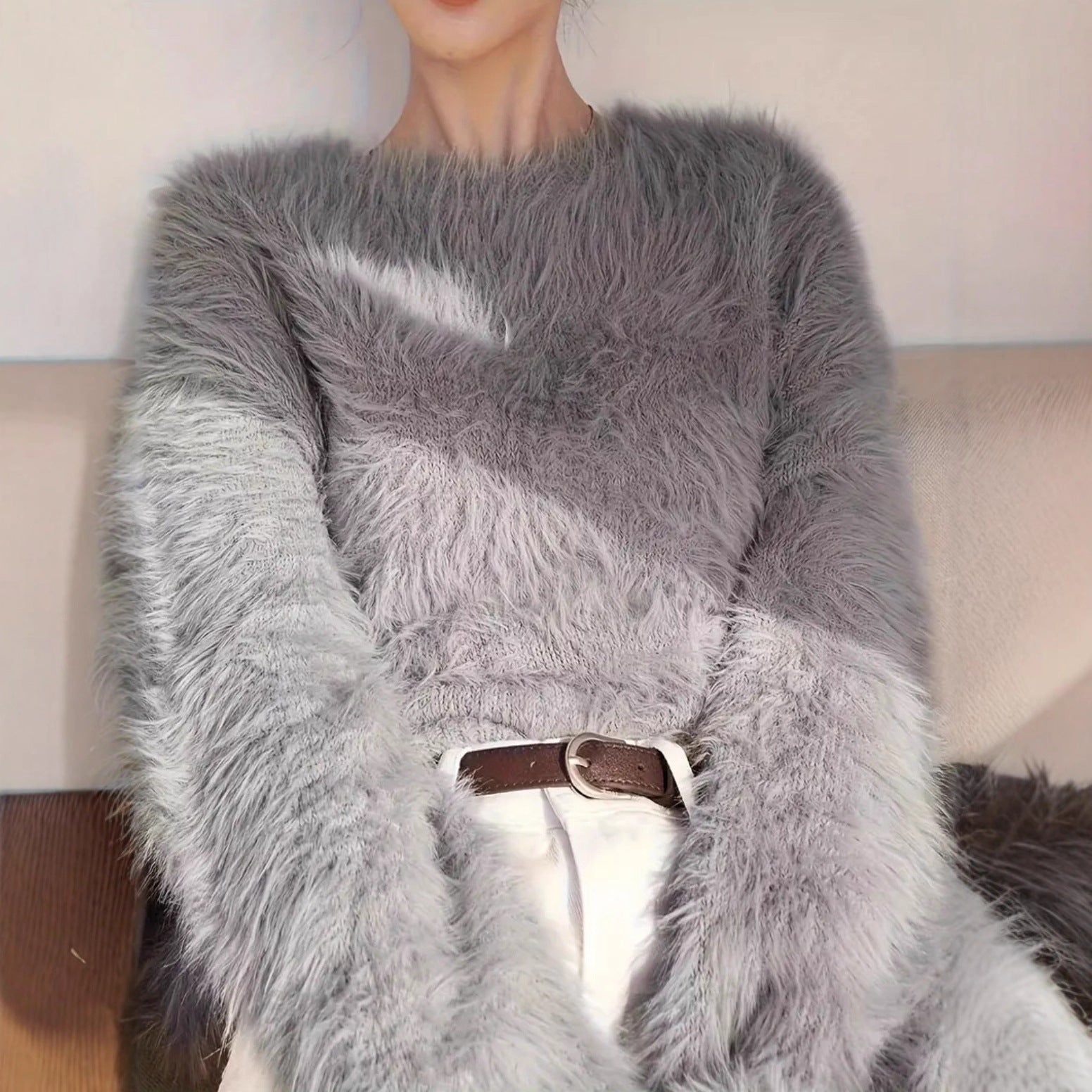 Damen Flauschiger Pullover mit weichem Material und modischem Design