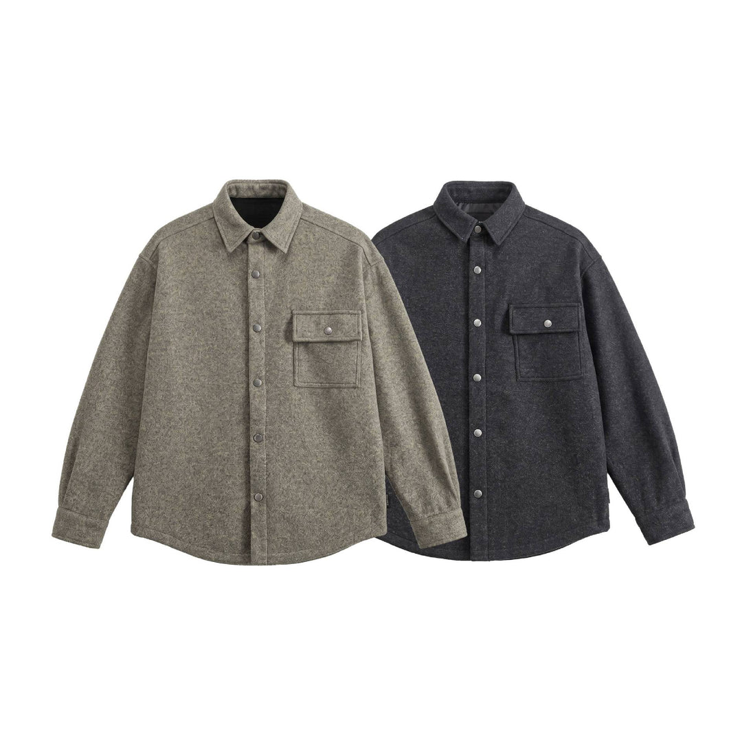 Herren Wollmix Overshirt im Hemdjackenstil mit Druckknopffront und Pattentasche Shop Nory