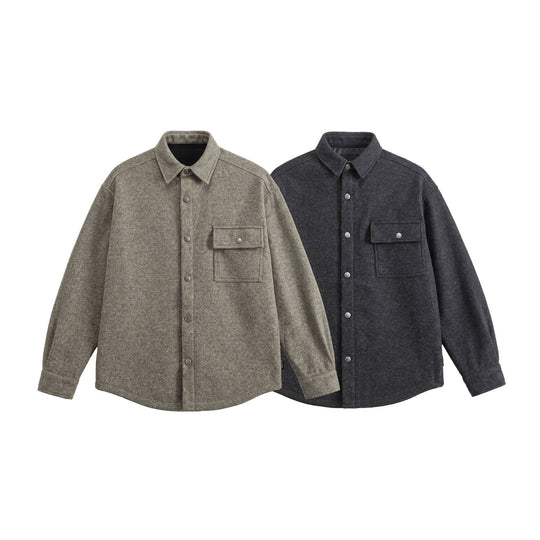 Herren Wollmix Overshirt im Hemdjackenstil mit Druckknopffront und Pattentasche Shop Nory
