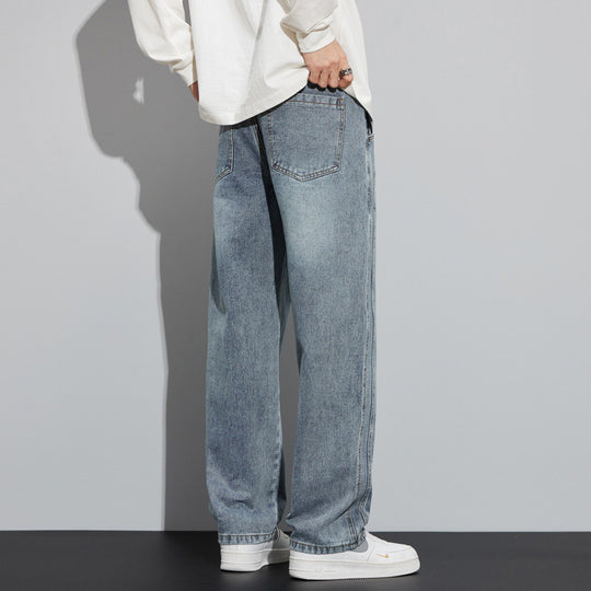 Herren Weite Denim-Hose im Lounge-Style mit Tunnelzugbund und geradem Bein Shop Nory
