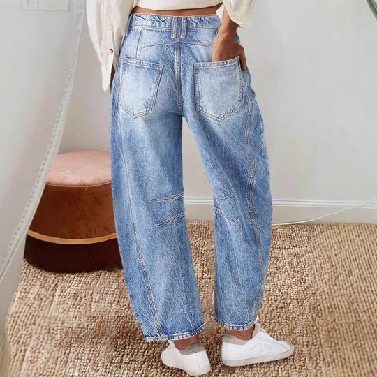 Damen Hoch Taillierte Baggy Jeans