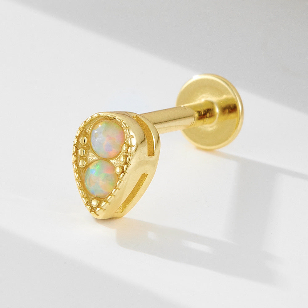 Opalbesetzter Tropfen-Labretpiercing Aus Edelstahl