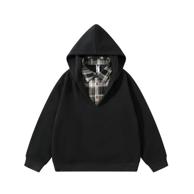 Unisex Oversize Kapuzenpullover mit integriertem Hemdkragen im Layering‑Look Shop Nory