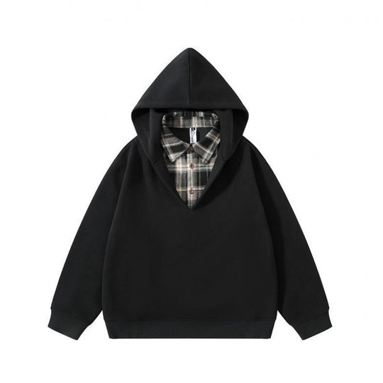 Unisex Oversize Kapuzenpullover mit integriertem Hemdkragen im Layering‑Look Shop Nory