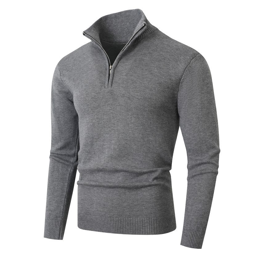 Herren Strickpullover mit modernem Stehkragen und hochwertigem Reißverschluss