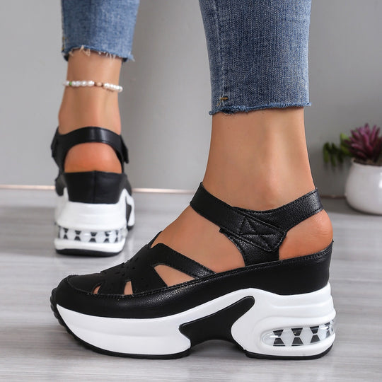 Damen Keil-Sandalen mit luftgepolsterter Sohle und Klettverschluss Shop Nory