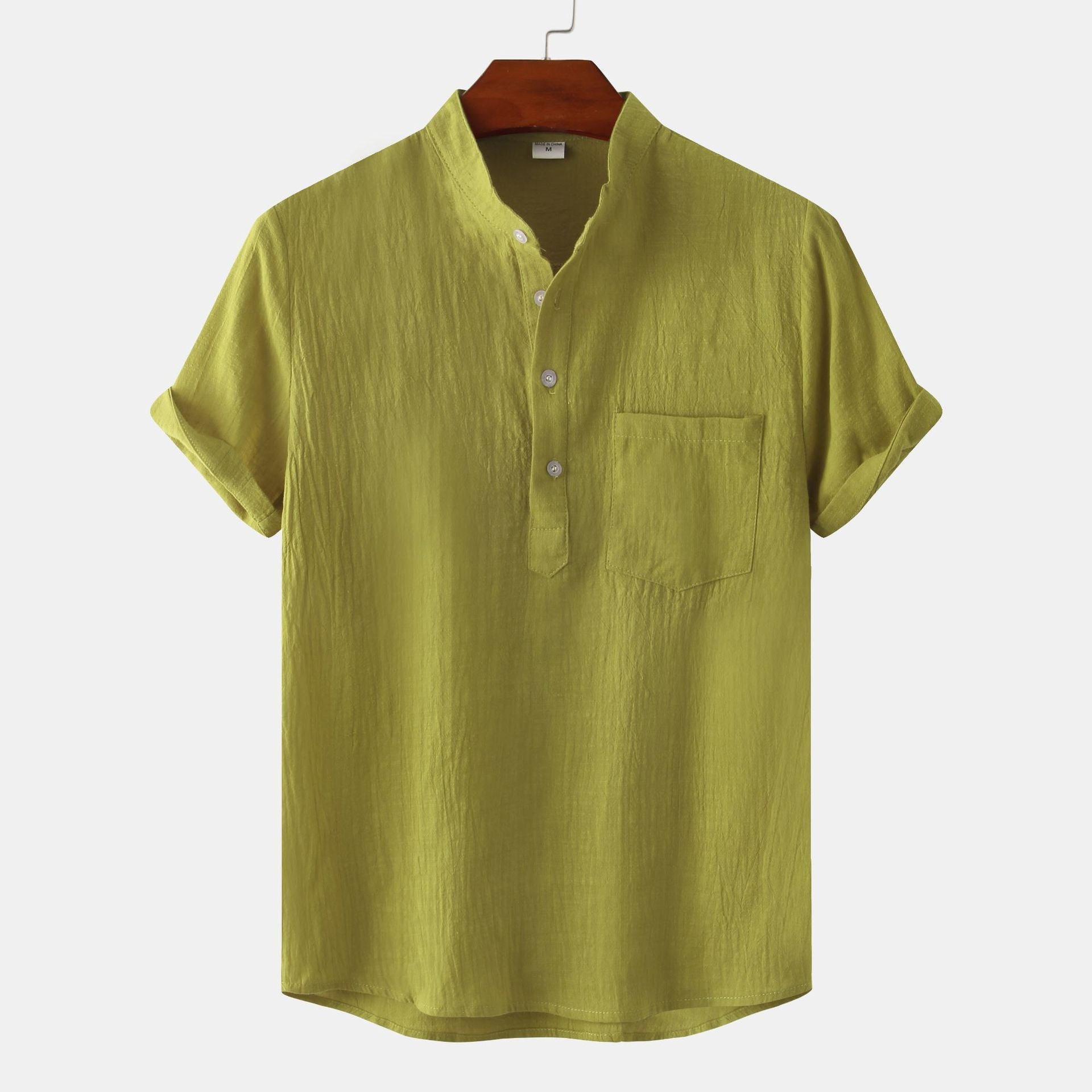 Herren Kurzarmhemd im legeren Henley-Stil mit Brusttasche